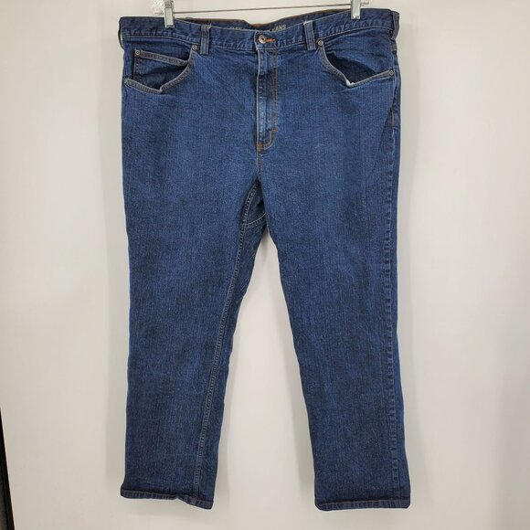 Duluth Trading Co Flex Weekender Trim Fit Men's Dark Wash Denim Jeans 42x30 - Picture 1 of 9